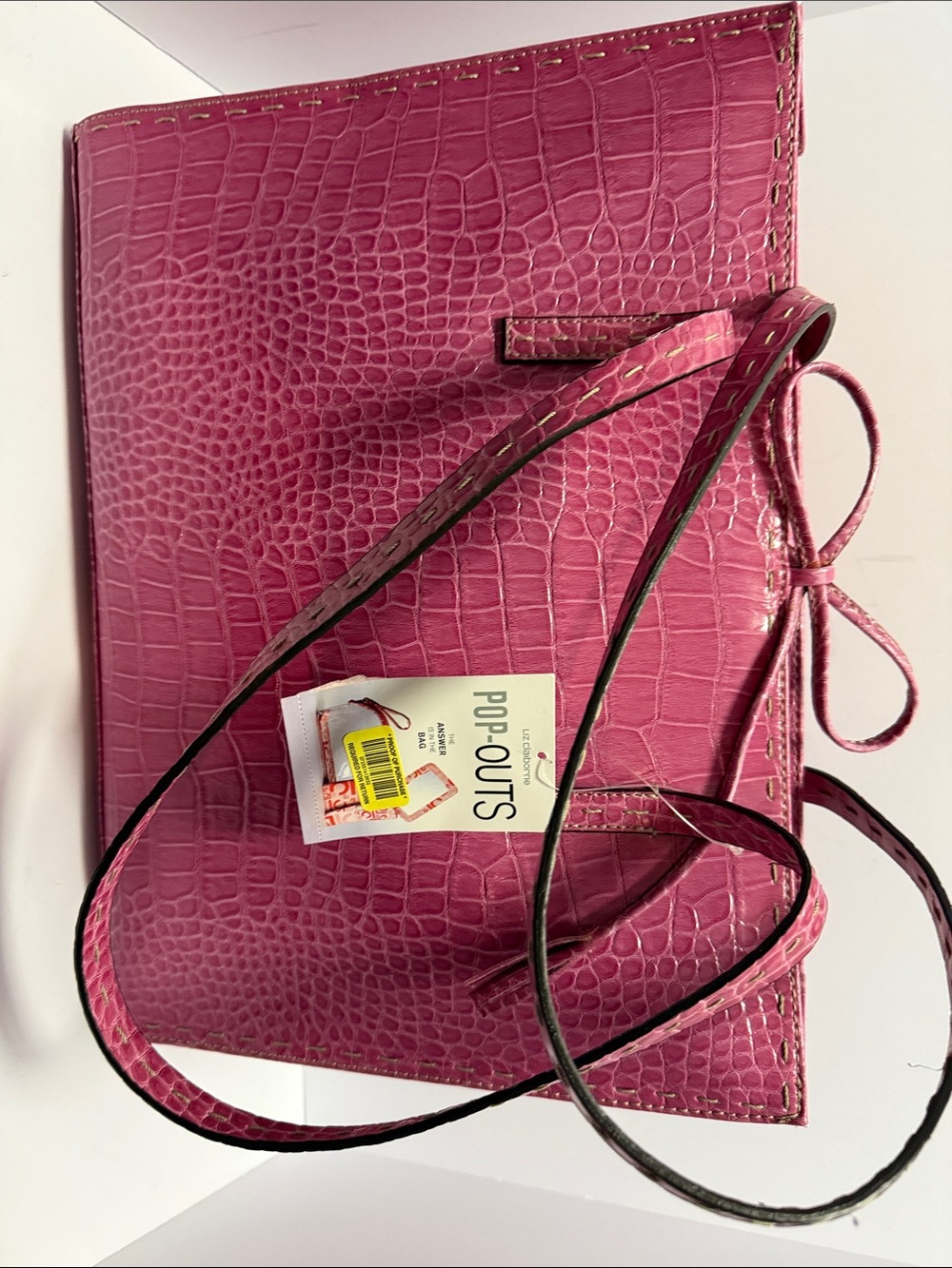 Liz Claiborne Pink Faux-Croc Tote with Removable Strap